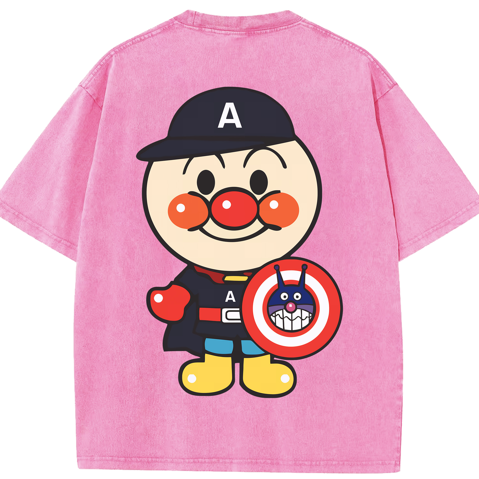 （画像用） アンパンマン Anpanman 綿100% ヴィンテージ風 半袖Tシャツ（背面プリント）
